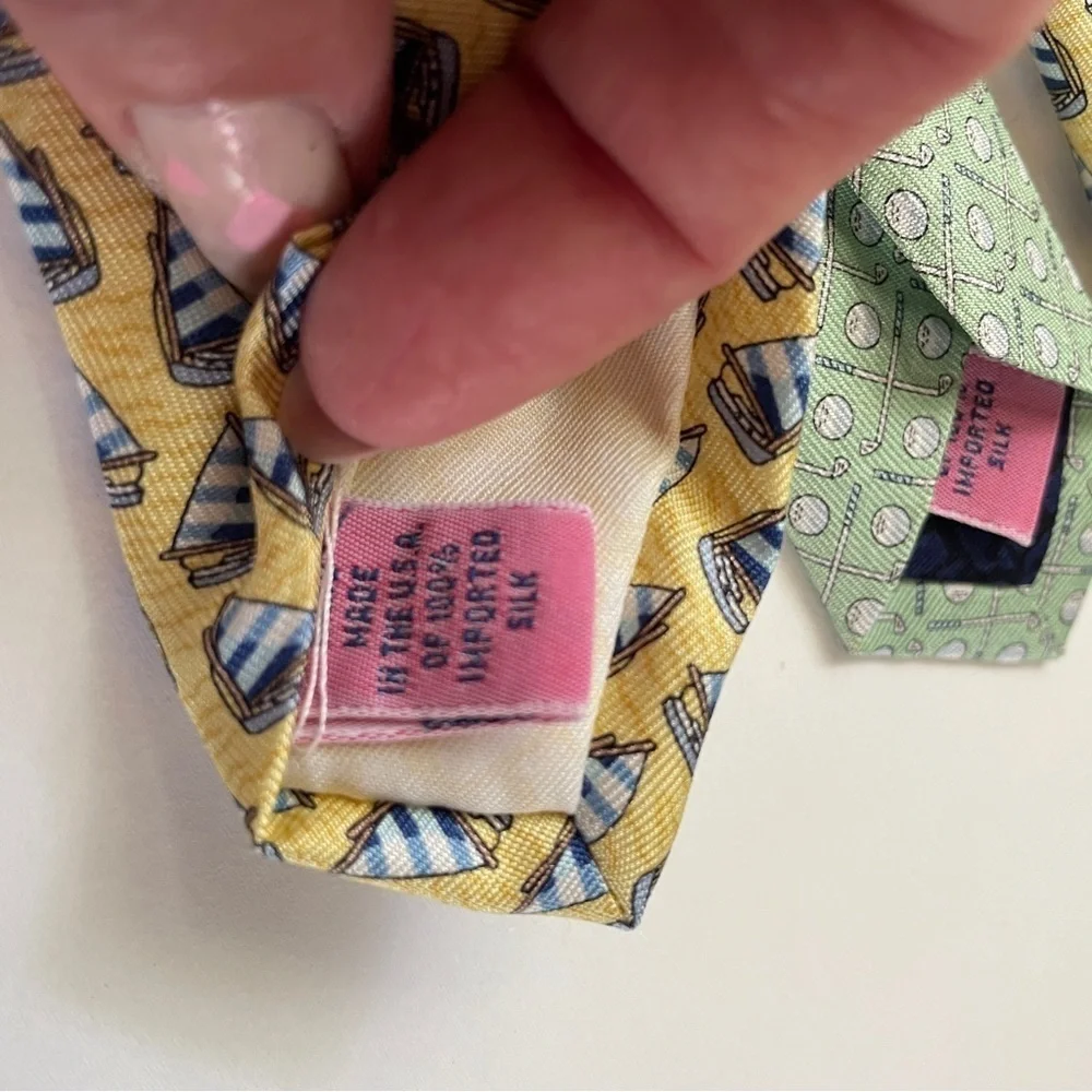Vineyard Vines Bundle Two Silk Ties Preppy Sailboats Golf Martha’s Vineyard